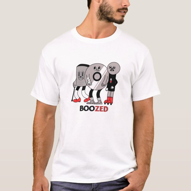 BOOZED Halloween T-Shirt | Rolig Tecknad Spök-Tee (Framsida)