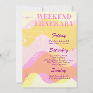 Boozy & Groovy Bachelorette Helg Itinerary Inbjudningar