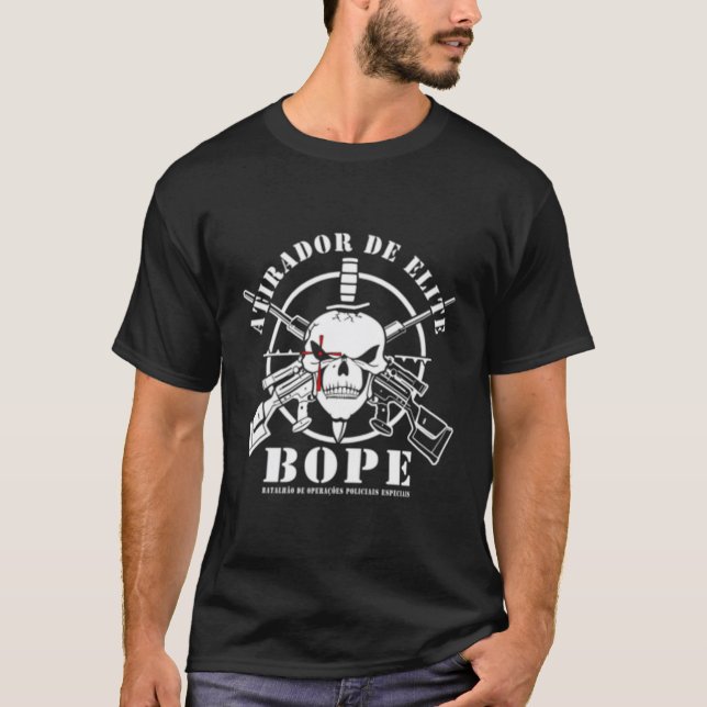 Bope Sniper Team Atirador De Elite Brasiliens mili T Shirt (Framsida)