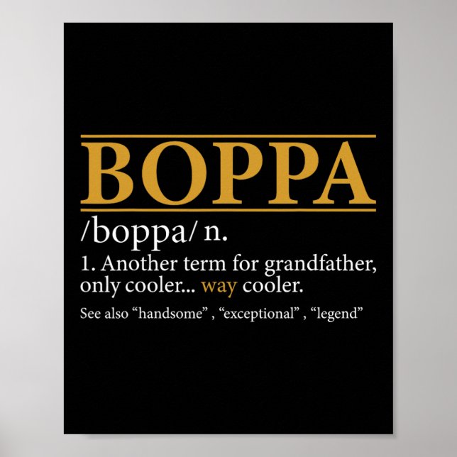 Boppa Definition Fars dag Gift Grandpa Gift Poster (Framsidan)