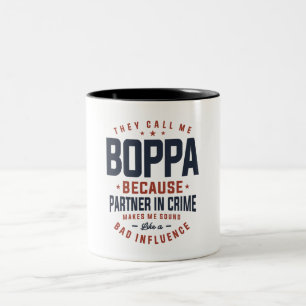 Boppa för att partner i brottslig design Två-Tonad mugg
