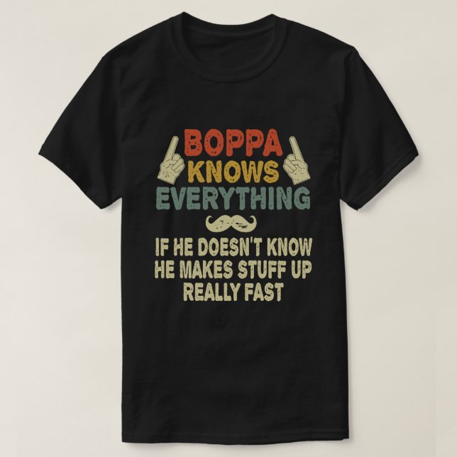 Boppa känner till allt underbart farfar Gift T Shirt (Design framsida)