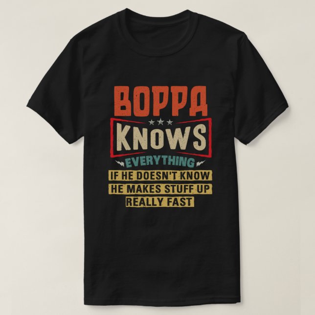 Boppa känner till allt underbart farfar Gift T Shirt (Design framsida)