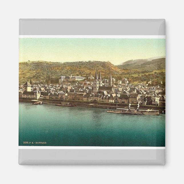 Boppard, Rhen, Tysklant sällsynt Photochrom Magnet (Framsidan)
