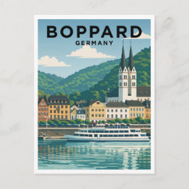 Boppard Tyskland Vintage Resemärkeri Konst Brevkor Vykort