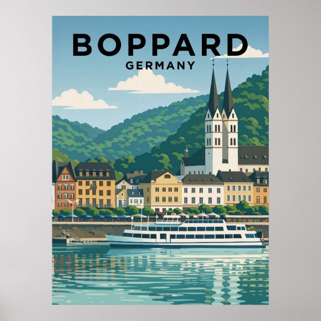 Boppard Tyskland Vintage Resor Poster (Framsidan)