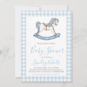 Boppy Rocking Horse Blue Boy Shower Inbjudningar