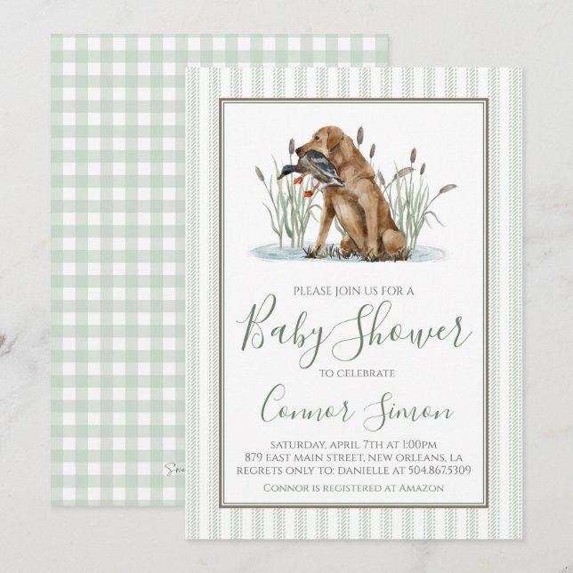 Boppy Southern Anka Hunter Baby Shower Inbjudningar (Fram/baksida)