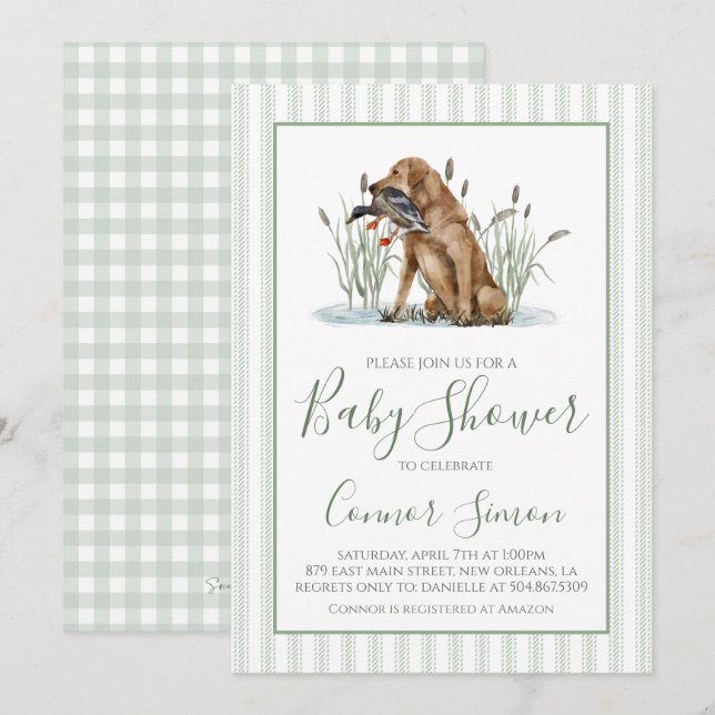 Boppy Southern Anka Hunter Baby Shower Inbjudningar (Fram/baksida)