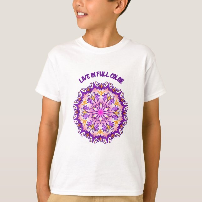 Bor i Färg Mandalas barn T Shirt (Framsida)
