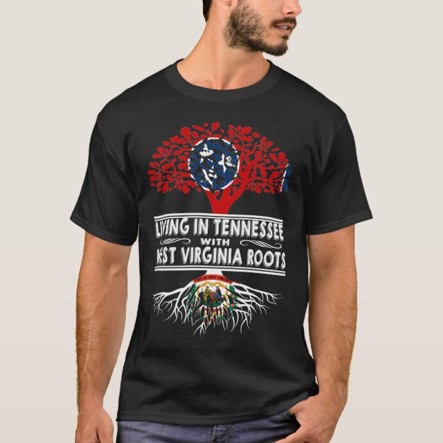 Bor i Tennessee med Väster Virginia Roots T Shirt (Framsida)