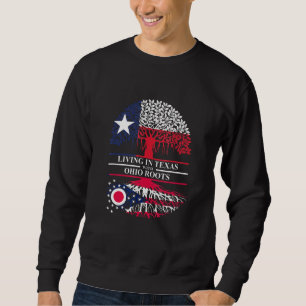 Bor i Texas med Ohio Roots Ancestry State Lång Ärmad Tröja
