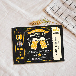 Bör Theme Black Biljett Manar Vuxen Birthday Photo Inbjudningar