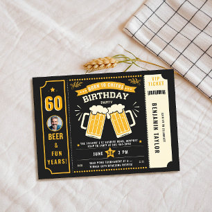 Bör Theme Black Biljett Manar Vuxen Birthday Photo Inbjudningar