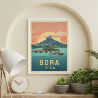 Bora Bora Drömmar – Vintage Lagun Resor Poster