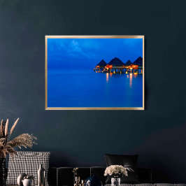 Bora Bora Fransk Polynesia Sunset Blue Timour Poster