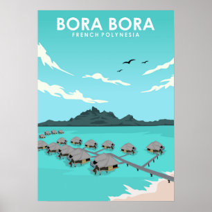 Bora Bora Fransk Polynesia Travel Poster