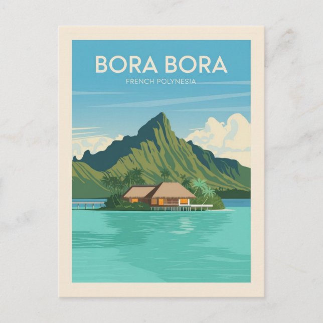 Bora Bora Fransk Polynesia Travel Vykort (Framsida)
