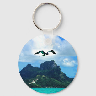 Bora Bora Fransk Polynesia Tropical Bird Himlar Nyckelring