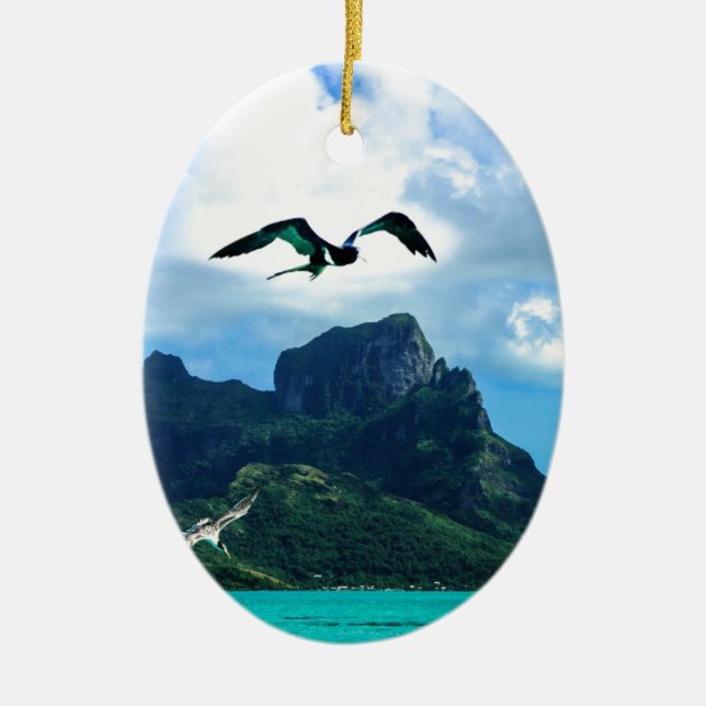 Bora Bora fransk Polynesia tropisk fågelhimmel Julgransprydnad Keramik (Framsidan)