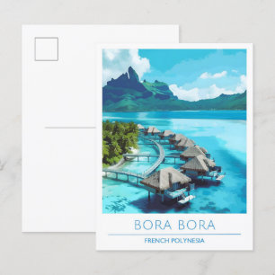 Bora Bora Fransk Polynesia Vintage resor Vykort