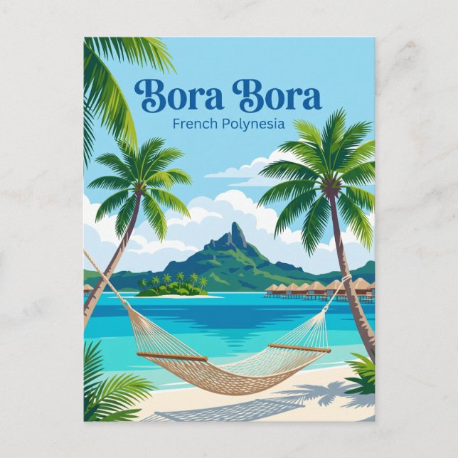 Bora Bora, Franska Polynesien, hängmatta Vykort (Framsida)