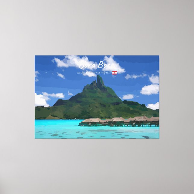 Bora Bora, Franska Polynesien - Strandresort Canvastryck (Framsida)