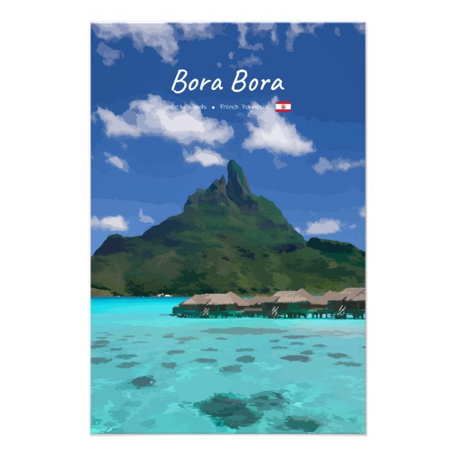 Bora Bora, Franska Polynesien - Strandresort Fototryck (Framsidan)