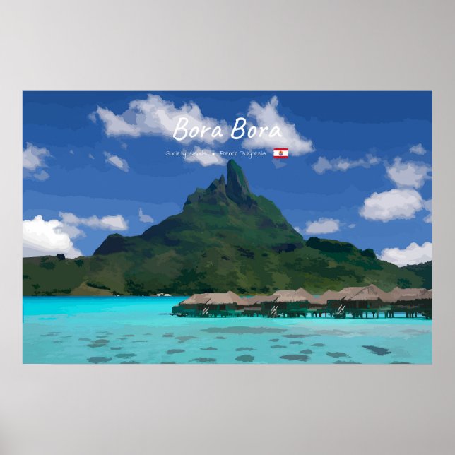 Bora Bora, Franska Polynesien - Strandresort Poster (Framsidan)