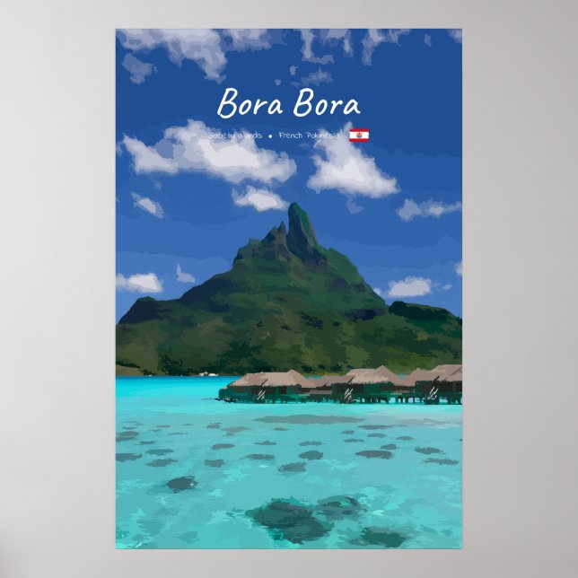 Bora Bora, Franska Polynesien - Strandresort Poster (Framsidan)