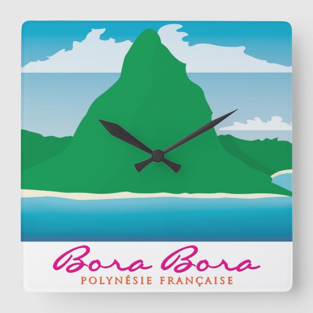 Bora Bora Fyrkantig Klocka (Framsida)