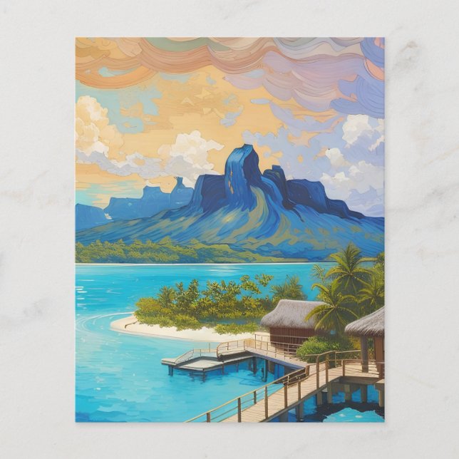 Bora Bora Island Fransk Polynesia Art Flygblad (Framsidan)