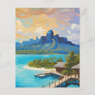 Bora Bora Island Fransk Polynesia Art Flygblad