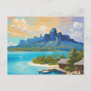 Bora Bora Island Fransk Polynesia Art Helg Vykort