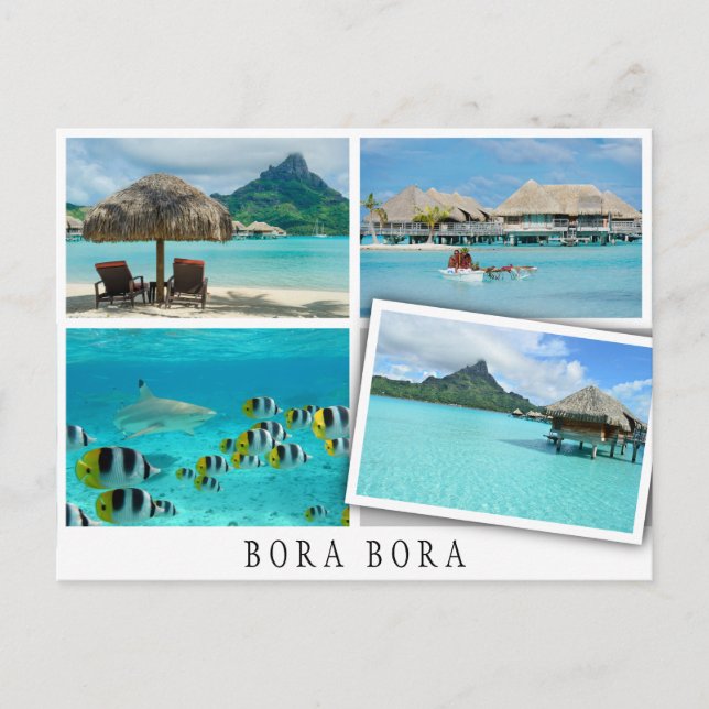 Bora Bora laguncollage med löst avbildar Vykort (Framsida)