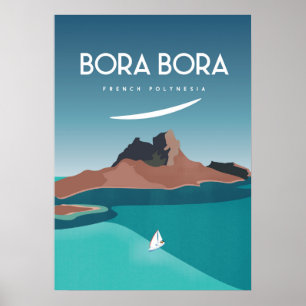 Bora bora ö vintage resor poster