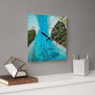Bora Bora - Pathway till havet Fyrkantig Klocka