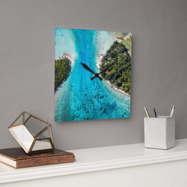 Bora Bora - Pathway till havet Fyrkantig Klocka (Kontor)