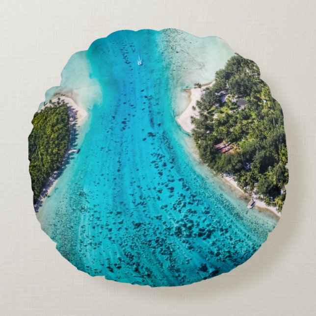 Bora Bora - Pathway till havet Rund Kudde (Framsidan)