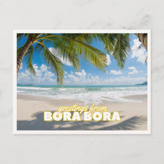 Bora Bora Retro Tropisk Strand Vintage Hälsningar Vykort