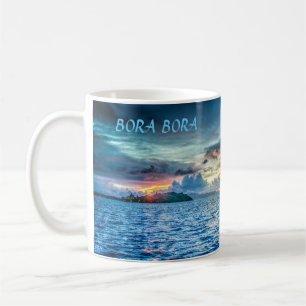 Bora Bora solnedgång över hav Kaffemugg