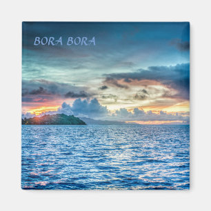 Bora Bora solnedgång över hav Magnet