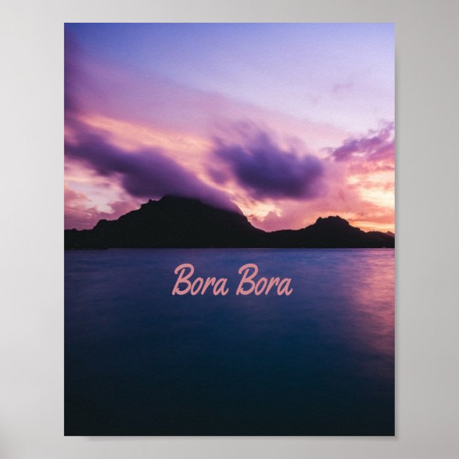 Bora Bora Suset Island Beach Poster (Framsidan)