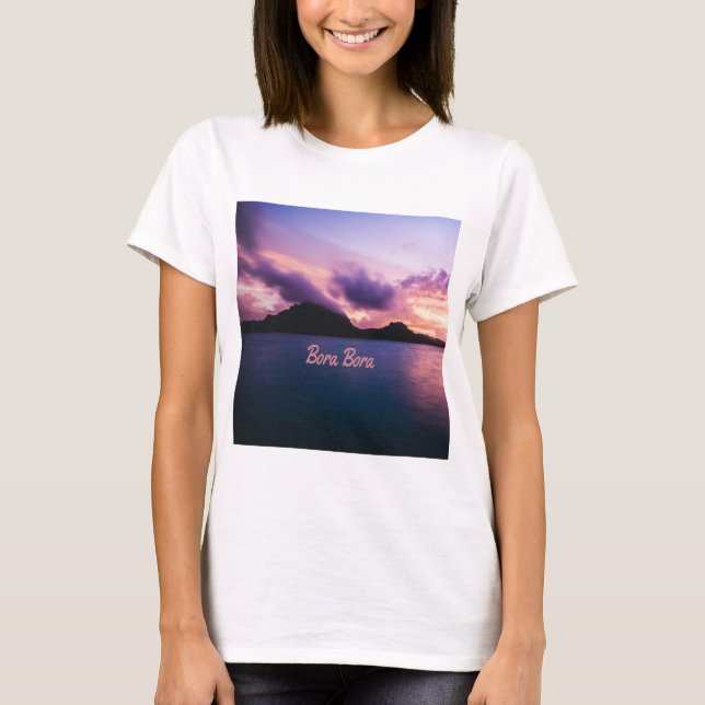 Bora Bora Suset Island Beach T Shirt (Framsida)