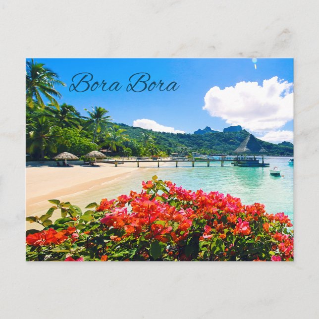 Bora Bora Tahiti Vacker Tropisk Strand  Vykort (Framsida)