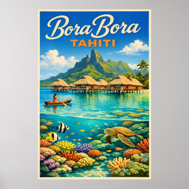 Bora Bora Tahiti - Vintage Resa Poster (Framsidan)