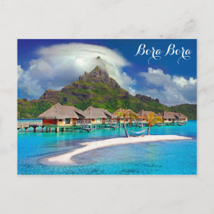 Bora Bora Tropisk Ö Beach Ocean Vykort