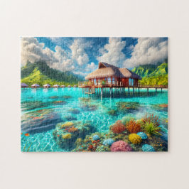 Bora Bora Tropisk Övervattensbungalow Pussel