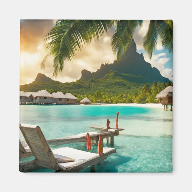 Bora Bora vykort (Bora Bora d) Magnet (Framsidan)