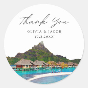 Bora Bora Wedding Favor Photo Tack Runt Klistermärke